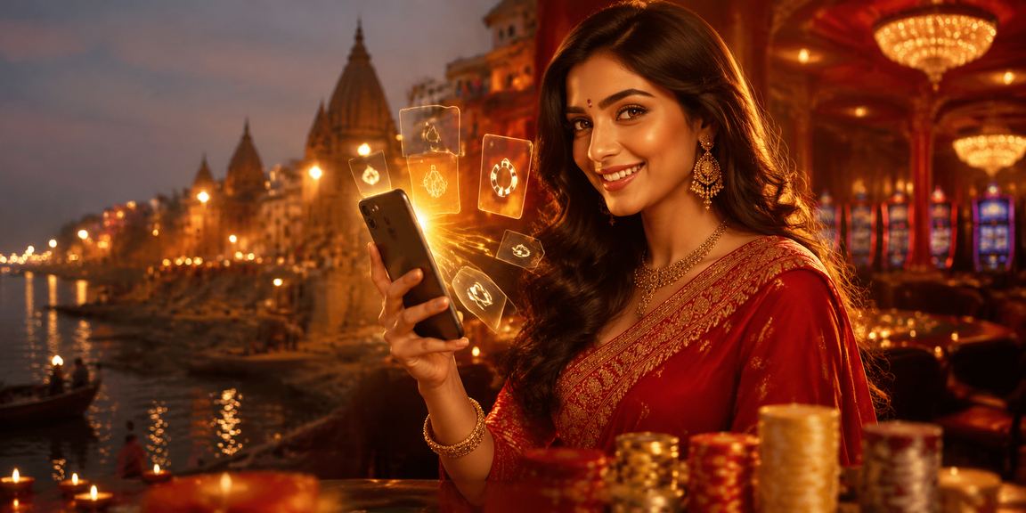 User accessing a6t casino app for payments at Varanasi ghats
